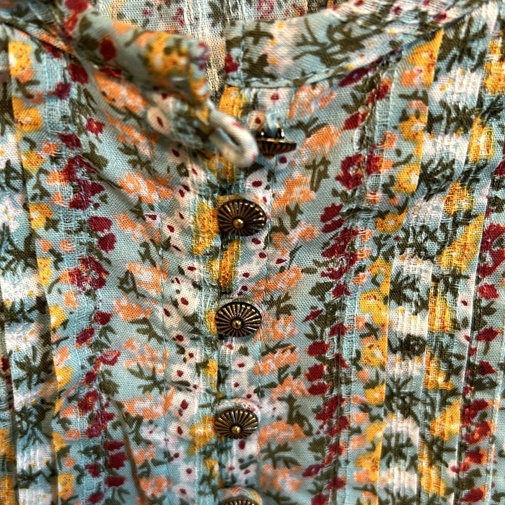 Maeve Multi-Color Pintuck Button Front Blouse - Picture 5 of 8